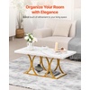 VEVOR Coffee Table, Modern Faux Marble Coffee Table, 2-Tier Rectangle Center Desk with Geometric Legs, Minimalist Sturdy Metal Frame Accent End Desk for Living Room, Office, Easy Assembly, White(39.3 Inch)
