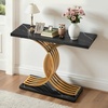VEVOR Entryway Table, 39.4 Inch Gold Console Table, Narrow Console Table with Metal Frame, Modern Console Sofa Table for Living Room, Entryway, Hallway(Black)
