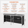 VEVOR Extra Long Folding Portable Bar Tradeshow Podium Table for Indoor, Outdoor, Party, Picnic, Exhibition, Includes Carrying Case, Storage Shelf and Black Skirt, 77.95″ x 15.16″ x 34.65″(77.95 INCH)