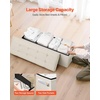 VEVOR Foldable Storage Ottoman Bench, End of Bed Bench with Side Bags, Folding Upholstered Storage Chest Supports 660 lbs, Linen Bed Ottoman with Large Space for Living Room, Bedroom, Entryway, Beige(Beige)