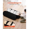 VEVOR Foldable Storage Ottoman Bench, End of Bed Bench with Side Bags, Folding Upholstered Storage Chest Supports 660 lbs, Linen Bed Ottoman with Large Space for Living Room, Bedroom, Entryway, Beige(Black)