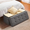 VEVOR Foldable Storage Ottoman Bench, End of Bed Bench with Side Bags, Folding Upholstered Storage Chest Supports 660 lbs, Linen Bed Ottoman with Large Space for Living Room, Bedroom, Entryway, Beige(Grey)