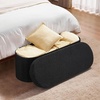 VEVOR Foldable Storage Ottoman Bench, End of Bed Bench with Side Bags, Folding Upholstered Storage Chest Supports 660 lbs, Linen Bed Ottoman with Large Space for Living Room, Bedroom, Entryway, Beige(Black)