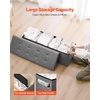 VEVOR Foldable Storage Ottoman Bench, End of Bed Bench with Side Bags, Folding Upholstered Storage Chest Supports 660 lbs, Linen Bed Ottoman with Large Space for Living Room, Bedroom, Entryway, Beige(Grey)