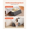 VEVOR Foldable Storage Ottoman Bench, End of Bed Bench with Side Bags, Folding Upholstered Storage Chest Supports 660 lbs, Linen Bed Ottoman with Large Space for Living Room, Bedroom, Entryway, Beige(Grey)