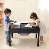 VEVOR Kid Activity Table and 2 Chairs Set, 23*23*20inch Graffiti & Building Blocks Double-Sided Tabletop, Toddler Play Table with Storage for Kids 3+ Years, Large Storage Space, Gift for Boys & Girls(32*24*20inch)