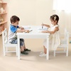 VEVOR Kid Activity Table and 2 Chairs Set, 23*23*20inch Graffiti & Building Blocks Double-Sided Tabletop, Toddler Play Table with Storage for Kids 3+ Years, Large Storage Space, Gift for Boys & Girls(25*25*20inch)
