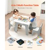 VEVOR Kid Activity Table and 2 Chairs Set, 23*23*20inch Graffiti & Building Blocks Double-Sided Tabletop, Toddler Play Table with Storage for Kids 3+ Years, Large Storage Space, Gift for Boys & Girls(23*23*20inch)