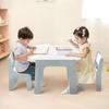 VEVOR Kid Activity Table and 2 Chairs Set, 23*23*20inch Graffiti & Building Blocks Double-Sided Tabletop, Toddler Play Table with Storage for Kids 3+ Years, Large Storage Space, Gift for Boys & Girls(23*23*20inch)
