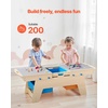 VEVOR Kid Activity Table and 2 Chairs Set, 23*23*20inch Graffiti & Building Blocks Double-Sided Tabletop, Toddler Play Table with Storage for Kids 3+ Years, Large Storage Space, Gift for Boys & Girls(36*19*15inch)