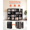 VEVOR Media Storage Cabinet, 4-Tier DVD Shelf Organizer, 24.02 x 14.49 x 33.31 in Multimedia Storage Organizer for CDs, DVDs, Books, Games, CD Shelf for Living Room, Home Office, Recording Room, Black(Black)