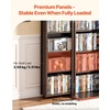 VEVOR Media Storage Cabinet, 4-Tier DVD Shelf Organizer, 24.02 x 14.49 x 33.31 in Multimedia Storage Organizer for CDs, DVDs, Books, Games, CD Shelf for Living Room, Home Office, Recording Room, Black(Brown)