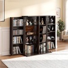 VEVOR Media Storage Cabinet, 4-Tier DVD Shelf Organizer, 24.02 x 14.49 x 33.31 in Multimedia Storage Organizer for CDs, DVDs, Books, Games, CD Shelf for Living Room, Home Office, Recording Room, Black(Brown)