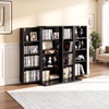 VEVOR Media Storage Cabinet, 4-Tier DVD Shelf Organizer, 24.02 x 14.49 x 33.31 in Multimedia Storage Organizer for CDs, DVDs, Books, Games, CD Shelf for Living Room, Home Office, Recording Room, Black(Black)