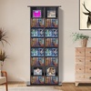 VEVOR Media Storage Cabinet, 8-Layer DVD Shelf, Adjustable CD Shelves 16 Compartments, Protects & Organizes Music, Movie, Video Games or Memorabilia Collections, Espresso(Espresso)
