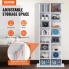 VEVOR Media Storage Cabinet, 8-Layer DVD Shelf, Adjustable CD Shelves 16 Compartments, Protects & Organizes Music, Movie, Video Games or Memorabilia Collections, Espresso(White)