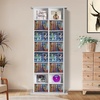 VEVOR Media Storage Cabinet, 8-Layer DVD Shelf, Adjustable CD Shelves 16 Compartments, Protects & Organizes Music, Movie, Video Games or Memorabilia Collections, Espresso(White)