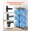 VEVOR Movable 5 Gallon Water Jug Holder, Double Rows 3 or 5 Gallon Water Bottle Holder for 6 Bottles, Heavy Duty Jug Rack Organizer with Lockable Casters & Handle, Foldable for Kitchen, Office, Black(Black and Brown)