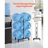 VEVOR Movable 5 Gallon Water Jug Holder, Double Rows 3 or 5 Gallon Water Bottle Holder for 6 Bottles, Heavy Duty Jug Rack Organizer with Lockable Casters & Handle, Foldable for Kitchen, Office, Black(Black)