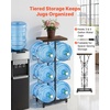VEVOR Movable 5 Gallon Water Jug Holder, Double Rows 3 or 5 Gallon Water Bottle Holder for 6 Bottles, Heavy Duty Jug Rack Organizer with Lockable Casters & Handle, Foldable for Kitchen, Office, Black(Black and Brown)