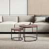 VEVOR Nesting Coffee Table Set of 2, 27.6 in Round Coffee Table, Nesting Tables for Small Place, Vintage End Side Tables Night Stand with Metal Frame, for Living Room, Bedroom, Office (White & Gold)(Brown)