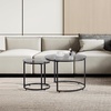 VEVOR Nesting Coffee Table Set of 2, 27.6 in Round Coffee Table, Nesting Tables for Small Place, Vintage End Side Tables Night Stand with Metal Frame, for Living Room, Bedroom, Office (White & Gold)(Black)