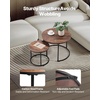 VEVOR Nesting Coffee Table Set of 2, 27.6 in Round Coffee Table, Nesting Tables for Small Place, Vintage End Side Tables Night Stand with Metal Frame, for Living Room, Bedroom, Office (White & Gold)(Brown)