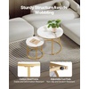 VEVOR Nesting Coffee Table Set of 2, 27.6 in Round Coffee Table, Nesting Tables for Small Place, Vintage End Side Tables Night Stand with Metal Frame, for Living Room, Bedroom, Office (White & Gold)(White)