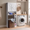 VEVOR Over The Toilet Storage Cabinet, 66.14‘’ Height Bathroom Storage Cabinet Over Toilet with Barn Door and Adjustable Shelf, Bathroom Space-Saving Toilet Rack White Wood with Open Shelf(3 top Shelves)