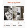 VEVOR Over The Toilet Storage Cabinet, 66.14‘’ Height Bathroom Storage Cabinet Over Toilet with Barn Door and Adjustable Shelf, Bathroom Space-Saving Toilet Rack White Wood with Open Shelf(3 top Shelves)