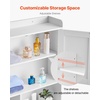 VEVOR Over The Toilet Storage Cabinet, 66.14‘’ Height Bathroom Storage Cabinet Over Toilet with Barn Door and Adjustable Shelf, Bathroom Space-Saving Toilet Rack White Wood with Open Shelf(4 top Shelves)