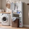 VEVOR Over The Toilet Storage Cabinet, 66.14‘’ Height Bathroom Storage Cabinet Over Toilet with Barn Door and Adjustable Shelf, Bathroom Space-Saving Toilet Rack White Wood with Open Shelf(4 top Shelves)