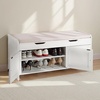 VEVOR Rattan Shoe Storage Bench, Entryway Bench with 2 Flip Drawers, Holds up to 300 lbs with 4 Compartments and 2 Rattan Doors, 39.4 x 11.8 x 20.9 Inches for Hallway, Living Room, Bedroom(3 Barn Doors)