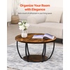 VEVOR Round Coffee Table, Modern Coffee Table, 2 Tiers Wooden Circle Center Desk with Open Storage, Minimalist Sturdy Metal Frame Accent End Desk for Living Room, Office, Easy Assembly, Rustic Brown(Natural)