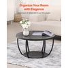 VEVOR Round Coffee Table, Modern Coffee Table, 2 Tiers Wooden Circle Center Desk with Open Storage, Minimalist Sturdy Metal Frame Accent End Desk for Living Room, Office, Easy Assembly, Rustic Brown(Grey)