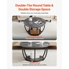 VEVOR Round Coffee Table, Modern Coffee Table, 2 Tiers Wooden Circle Center Desk with Open Storage, Minimalist Sturdy Metal Frame Accent End Desk for Living Room, Office, Easy Assembly, Rustic Brown(Grey)