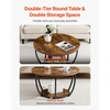 VEVOR Round Coffee Table, Modern Coffee Table, 2 Tiers Wooden Circle Center Desk with Open Storage, Minimalist Sturdy Metal Frame Accent End Desk for Living Room, Office, Easy Assembly, Rustic Brown(Natural)