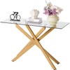 VEVOR 2-Tier Glass Console Table, Modern Rectangle Sofa Side Table with Tempered Glass Top and Iron Legs, Golden Consloe Desk with Anti-Tip Device for Living Room, Hallway, Entryway, Foyer, Golden(Gold)