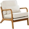 VEVOR Accent Chair, Mid Century Modern Armchair with Solid Wood Frame and Non-Slip Legs, Upholstered Leisure Chair with Linen Fabric and 5.7 in Thickened Cushion, for Living Room, Bedroom, Office(Regular Model)