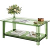 VEVOR Acrylic Coffee Table, 2-Tiers Center Table with Open Storage Shelf, Modern Rectangle Acrylic Coffe Desk for Living Room, Dining Room, Kitchen Island, Office, 31.5″ W x 19.7″ D x 15.7″ H, Green(Green)