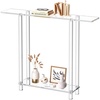 VEVOR Acrylic Narrow Console Table for Entryway, Clear Skinny Entry Side Table, 2-Tier Modern Transparent Sofa End Table, Square Legs, for Hallway, Foyer, Living Room, 7.6″ D x 39.4″ W x 31.5″ H
