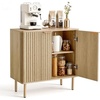 VEVOR Buffet Cabinet, Sideboard Cabinet with 2-Tier Storage, Coffee Bar Cabinet with Adjustable Shelves, Fluted Sideboard Buffet for Hallway, Entryway, Living Room, or Kitchen, Oak(2pcs)(Oak)