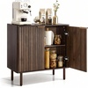 VEVOR Buffet Cabinet, Sideboard Cabinet with 2-Tier Storage, Coffee Bar Cabinet with Adjustable Shelves, Fluted Sideboard Buffet for Hallway, Entryway, Living Room, or Kitchen, Oak(2pcs)(Walnut)