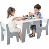 VEVOR Kid Activity Table and 2 Chairs Set, 23*23*20inch Graffiti & Building Blocks Double-Sided Tabletop, Toddler Play Table with Storage for Kids 3+ Years, Large Storage Space, Gift for Boys & Girls(23*23*20inch)
