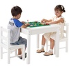 VEVOR Kid Activity Table and 2 Chairs Set, 23*23*20inch Graffiti & Building Blocks Double-Sided Tabletop, Toddler Play Table with Storage for Kids 3+ Years, Large Storage Space, Gift for Boys & Girls(25*25*20inch)