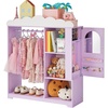 VEVOR Kids Dress Up Storage, with Jewelry Cabinet, Dress Up Closet with Mirror and Shelves, Princess Costumes Wardrobe Closet, Toddler Costume Organizer Armoire, for Bedroom, Kids Room, Girls, Purple