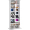 VEVOR Media Storage Cabinet, 8-Layer DVD Shelf, Adjustable CD Shelves 16 Compartments, Protects & Organizes Music, Movie, Video Games or Memorabilia Collections, Espresso(White)