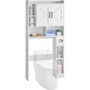 VEVOR Over The Toilet Storage Cabinet, 66.14‘’ Height Bathroom Storage Cabinet Over Toilet with Barn Door and Adjustable Shelf, Bathroom Space-Saving Toilet Rack White Wood with Open Shelf(4 top Shelves)