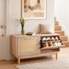 VEVOR Rattan Shoe Storage Bench, Entryway Bench with 2 Flip Drawers, Holds up to 300 lbs with 4 Compartments and 2 Rattan Doors, 39.4 x 11.8 x 20.9 Inches for Hallway, Living Room, Bedroom(2 Rattan Doors)