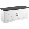 VEVOR Rattan Shoe Storage Bench, Entryway Bench with 2 Flip Drawers, Holds up to 300 lbs with 4 Compartments and 2 Rattan Doors, 39.4 x 11.8 x 20.9 Inches for Hallway, Living Room, Bedroom(2 Barn Doors)